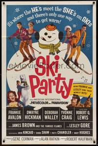 6c828 SKI PARTY 1sh '65 Frankie Avalon, Dwayne Hickman, where the he's meet the she's on skis!