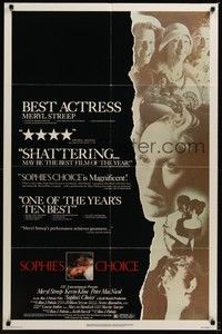 6c846 SOPHIE'S CHOICE 1sh '82 Alan J. Pakula directed, Meryl Streep, Kevin Kline, Peter MacNicol!