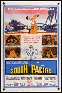 6c847 SOUTH PACIFIC 1sh R64 Rossano Brazzi, Mitzi Gaynor, Rodgers & Hammerstein musical!