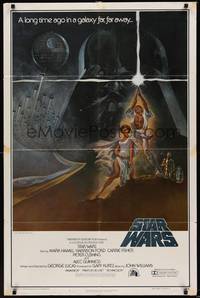 6c859 STAR WARS int'l style A 1sh '77 George Lucas classic sci-fi epic, great art by Tom Jung!