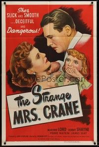 6c868 STRANGE MRS CRANE 1sh '48 directed by Sam Newfield, art of Marjorie Lord & Robert Shayne!
