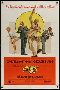 6c879 SUNSHINE BOYS style C 1sh '75 different art of George Burns, Walter Matthau & Lee Meredith!