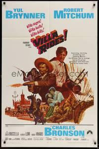 6c956 VILLA RIDES 1sh '68 art of Yul Brynner as Pancho & Robert Mitchum, Sam Peckinpah!