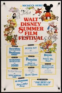 6c964 WALT DISNEY SUMMER FILM FESTIVAL 1sh '70s art of Disney characters, Bambi, Dumbo & more!