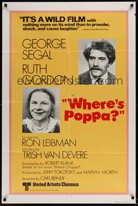 6c976 WHERE'S POPPA 1sh R79 Carl Reiner comedy, close-ups of George Segal & Ruth Gordon!