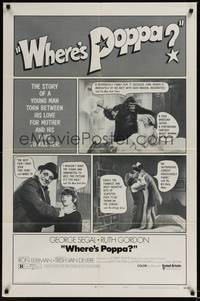 6c977 WHERE'S POPPA style A 1sh '70 Carl Reiner directed comedy, George Segal, cool comic design!