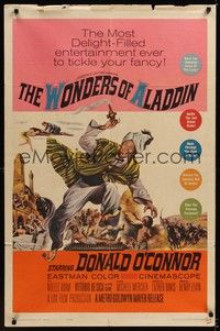 6c991 WONDERS OF ALADDIN 1sh '61 Mario Bava's Le Meraviglie di Aladino, art of Donald O'Connor!
