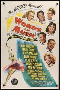 6c992 WORDS & MUSIC 1sh '49 Judy Garland, Lena Horne & musical all-stars, Rodgers & Hart bio!