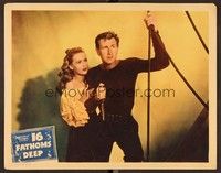 6d118 16 FATHOMS DEEP LC #7 '48 great close up of Lloyd Bridges & pretty Tanis Chandler!