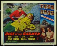 6d169 BEST OF THE BADMEN LC #3 '51 close up of Robert Ryan on ground with covered Claire Trevor!