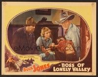 6d190 BOSS OF LONELY VALLEY LC '37 close up of cowboy Buck Jones tending to wounded girl!