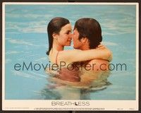6d195 BREATHLESS LC #6 '83 close up of Richard Gere & Valerie Kaprisky in swimming pool!