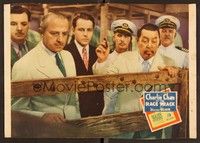 6d221 CHARLIE CHAN AT THE RACE TRACK LC '36 detective Warner Oland & men find clues in the stable!
