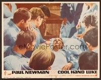 6d235 COOL HAND LUKE LC #5 '67 wounded Paul Newman on his bunk with all the men gathered around!