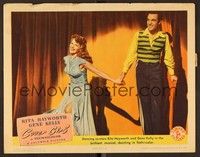 6d237 COVER GIRL LC '44 close up of sexiest Rita Hayworth dancing on stage with Gene Kelly!