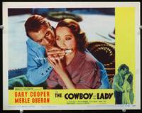 6d239 COWBOY & THE LADY LC #2 R54 great romantic close up of Gary Cooper & Merle Oberon!