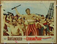 6d242 CRIMSON PIRATE LC #2 '52 great image of barechested Burt Lancaster leading his men!
