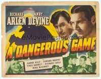 6d020 DANGEROUS GAME TC '41 Richard Arlen, Andy Devine & spooky silhouette with knife!