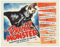 6d026 DEVIL MONSTER TC '46 cool artwork of man battling enormous mammoth killer of the sea!