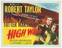 6d039 HIGH WALL TC '48 cool noir art of Robert Taylor & Audrey Totter chased by silhouette!