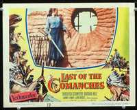 6d414 LAST OF THE COMANCHES LC '52 Barbara Hale holding rifle goes to window in fortress wall!