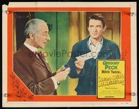 6d447 MAN WITH A MILLION LC #3 '54 Wilfrid Hyde-White gives disbelieving Gregory Peck the note!
