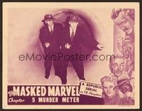 6d453 MASKED MARVEL chapter 5 LC '43 Republic serial, armed Anthony Warde & man inside giant pipe!