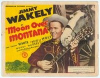 6d055 MOON OVER MONTANA TC '46 wonderful c/u of singing cowboy Jimmy Wakely with guitar & horse!
