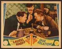 6d499 OUR RELATIONS LC '36 wacky image of James Finlayson between Stan Laurel & Oliver Hardy!