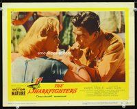 6d550 SHARKFIGHTERS LC #8 '56 close up of Victor Mature in uniform with pretty Karen Steele!