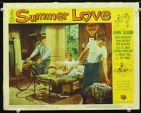 6d584 SUMMER LOVE LC #3 '58 very young John Saxon sitting on bicycle in Rod KcKuen's room!