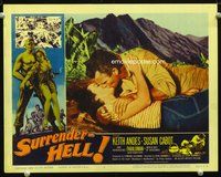 6d587 SURRENDER-HELL LC #5 '59 romantic close up of Keith Andes kissing sexy Susan Cabot!