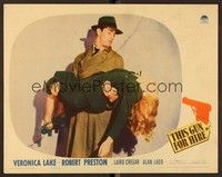 6d609 THIS GUN FOR HIRE LC '42 great c/u of Alan Ladd holding unconscious Veronica Lake!