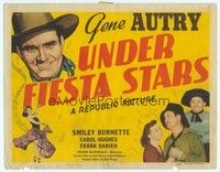 6d101 UNDER FIESTA STARS TC '41 great art of Gene Autry plus comic lover Smiley Burnette!