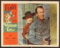 6d649 VIGILANTE TERROR LC '53 c/u of Wild Bill Elliott and Fuzzy Knight with their guns drawn!