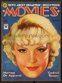 6e086 BROADWAY & HOLLYWOOD MOVIES magazine January 1934 art of June Knight by Lt. James Lunnon!