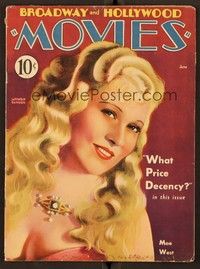 6e083 BROADWAY & HOLLYWOOD MOVIES magazine June 1933 wonderful art of Mae West by James Lunnon!