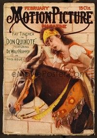 6e059 MOTION PICTURE magazine February 1916 wonderful art of Fay Tincher on donkey in Don Quixote!