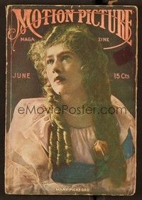 6e052 MOTION PICTURE magazine June 1915 wonderful portrait of Mary Pickford holding rose!