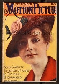 6e054 MOTION PICTURE magazine September 1915 portrait of Marguerite Courtot in flowered hat!
