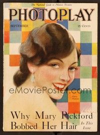 6e075 PHOTOPLAY magazine September 1928 fantastic artwork of Gloria Swanson by Charles Sheldon!
