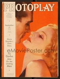 6e077 PHOTOPLAY magazine September 1932 art of Tallulah Bankhead & Gary Cooper by Earl Christy!