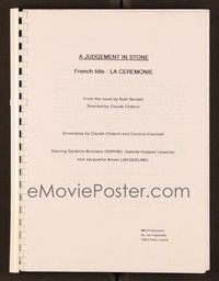 6e183 JUDGEMENT IN STONE script '95 screenplay by Claude Chabrol and Caroline Eliacheff!