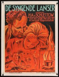 6f059 DE SYNGENDE LANSER linen Danish '30s great R. Eriksen art of couple over campfire singers!