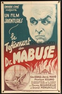 6f037 TESTAMENT OF DR. MABUSE linen French 31x47 R38 Fritz Lang's psychotic criminal genius!