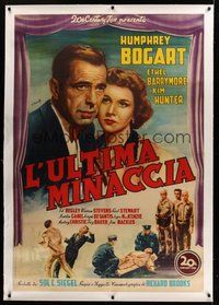 6f011 DEADLINE-U.S.A. linen Italian 1p '52 art of newspaper editor Humphrey Bogart by Ridolfi!