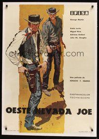 6f069 JOE DEXTER linen Spanish '65 cool full-length artwork of cowboys drawing guns!