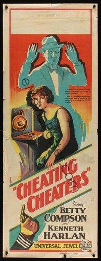 6g036 CHEATING CHEATERS Aust daybill '27 Betty Compson, cool Fred Brodrick stone litho art!