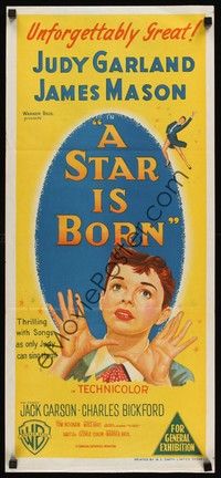 6g042 STAR IS BORN Aust daybill '54 great close up art of Judy Garland, classic!