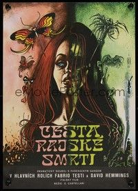 6g066 DOPE WAY Czech 11x16 '77 La via dello droga, creepy psychedelic artwork by Sandek!